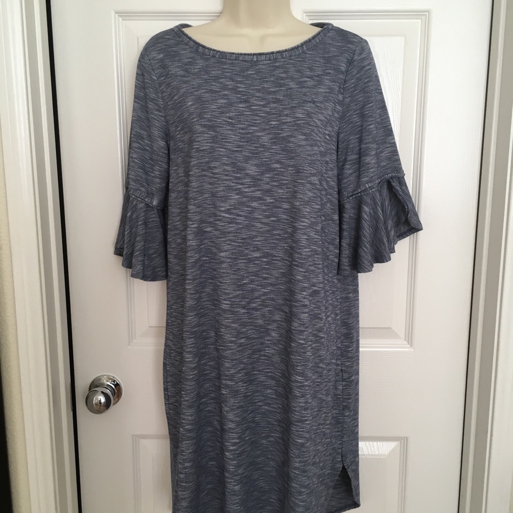 MAX STUDIO SHIRT DRESS W/ PLEATED SHORT SLEEVES